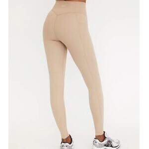 Joja Pocket Spin Workout Leggings Sand Beige 26" Inseam Yog Pants‎ Size Small